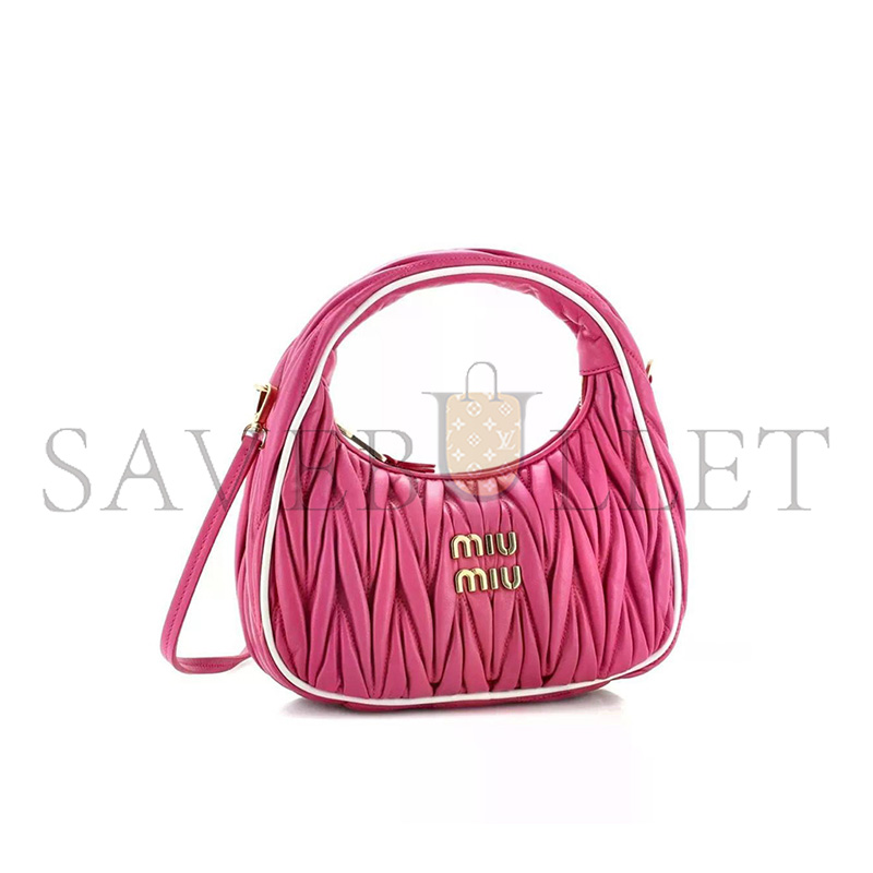 MIU MIU WANDER MATELASSÉ LEATHER SMALL HOBO BAG 5BC125 (20*17*6cm)